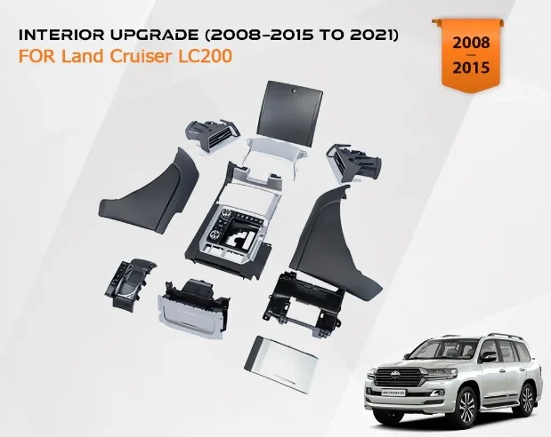 Black Interior Upgrade Kit for Toyota Land Cruiser LC200 (2008–2015 to 2021 Conversion)